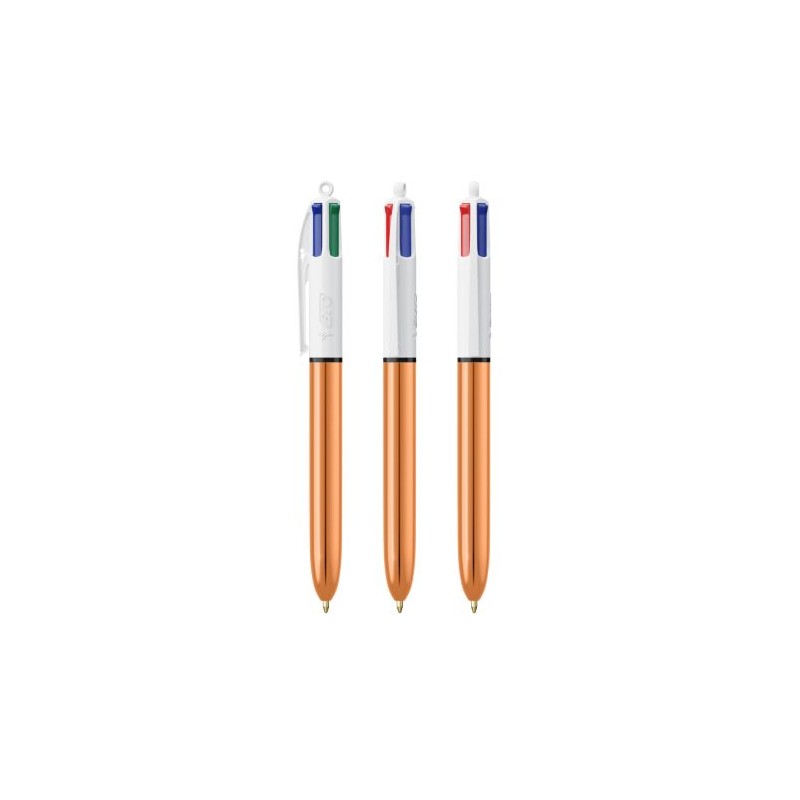 Stylo Publicitaire 4 Couleurs Brillant BIC® Matières : plastique Couleurs : blanc cadeau affaires élégant