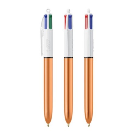 Stylo Publicitaire 4 Couleurs Brillant BIC® Matières : plastique Couleurs : blanc cadeau affaires élégant