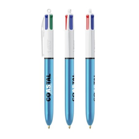 Stylo Publicitaire 4 Couleurs Brillant BIC® Matières : plastique Couleurs : blanc cadeau entreprise pas cher