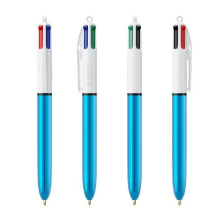 Stylo Publicitaire 4 Couleurs Brillant BIC® Matières : plastique Couleurs : blanc personnalisation sur mesure
