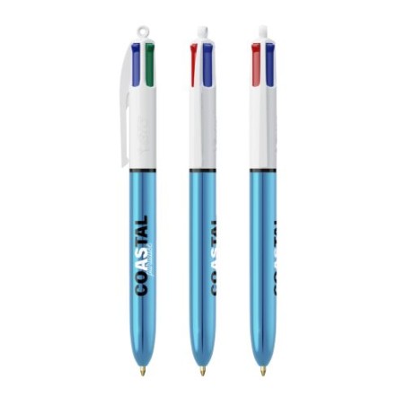 Stylo Publicitaire 4 Couleurs Brillant BIC® Matières : plastique Couleurs : blanc personnalisable avec votre logo