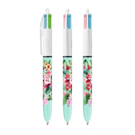 Stylo Bille Personnalisé 4 Couleurs Fashion - BIC® Matières : plastique Couleurs : blanc