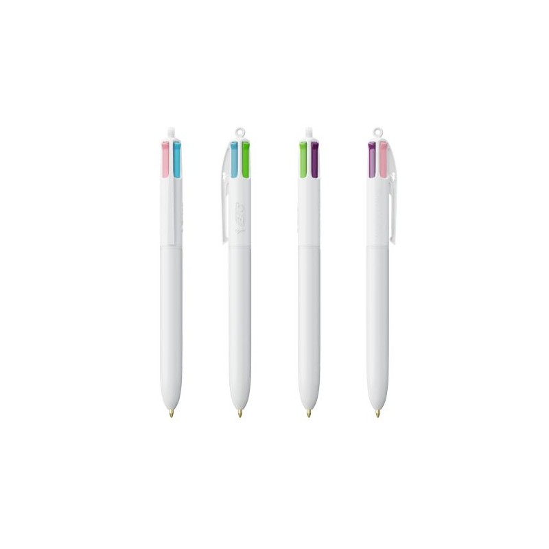 Stylo Bille Personnalisé 4 Couleurs Fashion - BIC® Matières : plastique Couleurs : blanc objet promotionnel éco-responsable