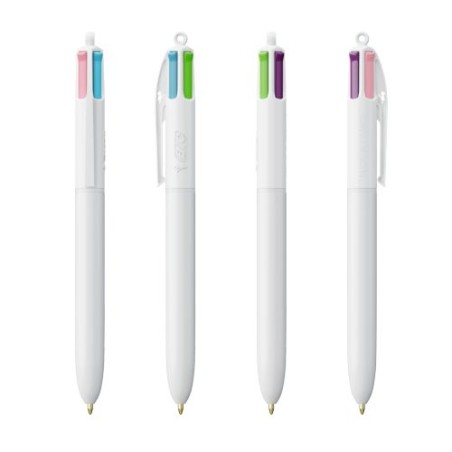 Stylo Bille Personnalisé 4 Couleurs Fashion - BIC® Matières : plastique Couleurs : blanc objet promotionnel éco-responsable