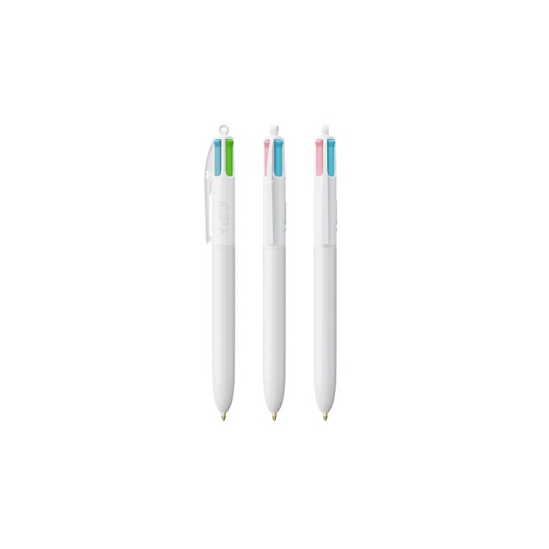 Stylo Bille Personnalisé 4 Couleurs Fashion - BIC® Matières : plastique Couleurs : blanc personnalisation rapide en France