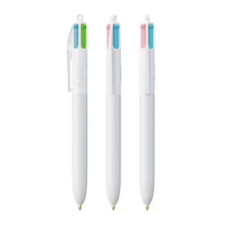 Stylo Bille Personnalisé 4 Couleurs Fashion - BIC® Matières : plastique Couleurs : blanc personnalisation rapide en France