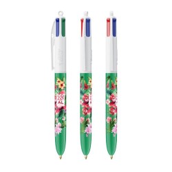 Stylo Bille Personnalisé 4 Couleurs Éco-responsable avec Lanyard - BIC® Matières : plastique Couleurs : blanc 2