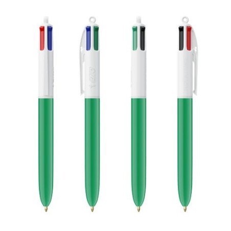 Stylo Bille Personnalisé 4 Couleurs Éco-responsable avec Lanyard - BIC® Matières : plastique Couleurs : blanc goodies personnali