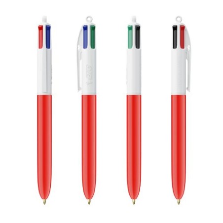 Stylo Bille Personnalisé 4 Couleurs Éco-responsable avec Lanyard - BIC® Matières : plastique Couleurs : blanc goodies entreprise