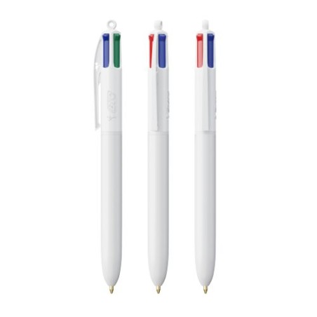 Stylo bille personnalisable 4 couleurs  avec lanyard - BIC® Matières : plastique Couleurs : blanc cadeau affaires élégant