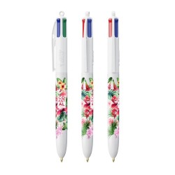 Stylo bille personnalisable 4 couleurs  avec lanyard - BIC® Matières : plastique Couleurs : blanc 2