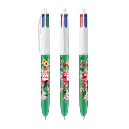 Stylo bille personnalisable 4 couleurs  avec lanyard - BIC® Matières : plastique Couleurs : blanc cadeau client original