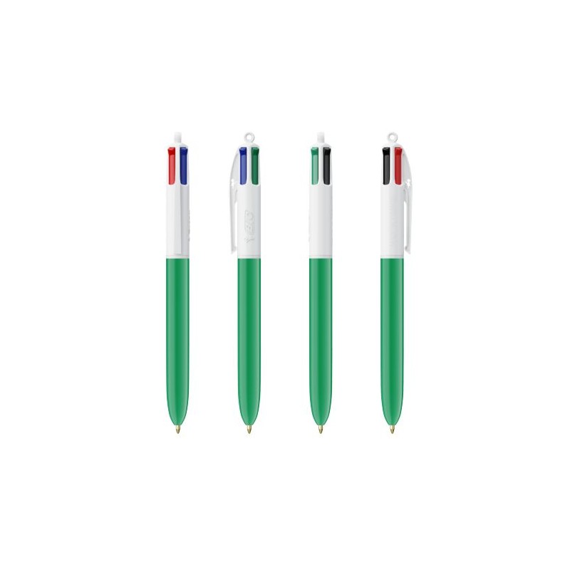Stylo bille personnalisable 4 couleurs  avec lanyard - BIC® Matières : plastique Couleurs : blanc goodies personnalisé en stock