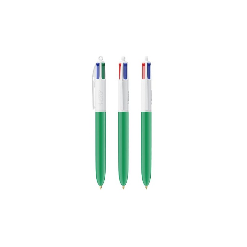 Stylo bille personnalisable 4 couleurs  avec lanyard - BIC® Matières : plastique Couleurs : blanc marquage laser ultra précis