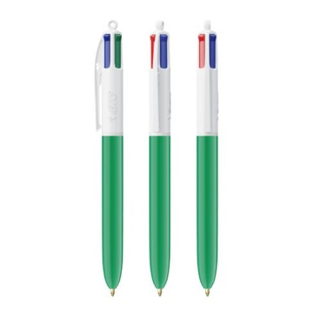 Stylo bille personnalisable 4 couleurs  avec lanyard - BIC® Matières : plastique Couleurs : blanc marquage laser ultra précis