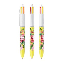 Stylo Bille Publicitaire 4 Couleurs 3+1HB - BIC® Matières : plastique Couleurs : blanc