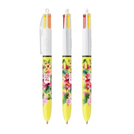 Stylo Bille Publicitaire 4 Couleurs 3+1HB - BIC® Matières : plastique Couleurs : blanc