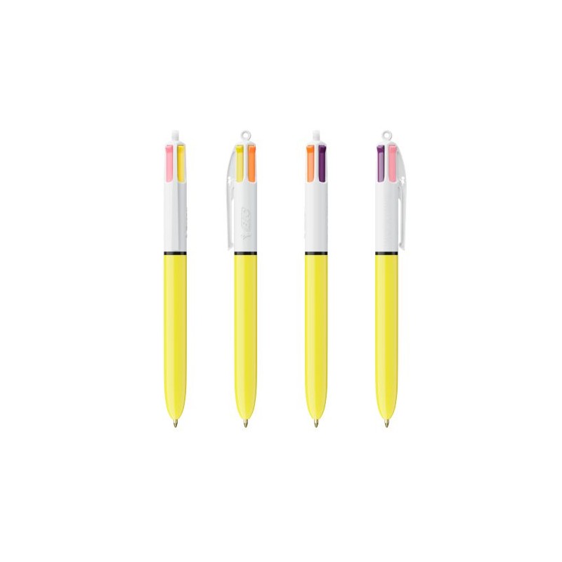 Stylo Bille Publicitaire 4 Couleurs 3+1HB - BIC® Matières : plastique Couleurs : blanc cadeau entreprise pas cher