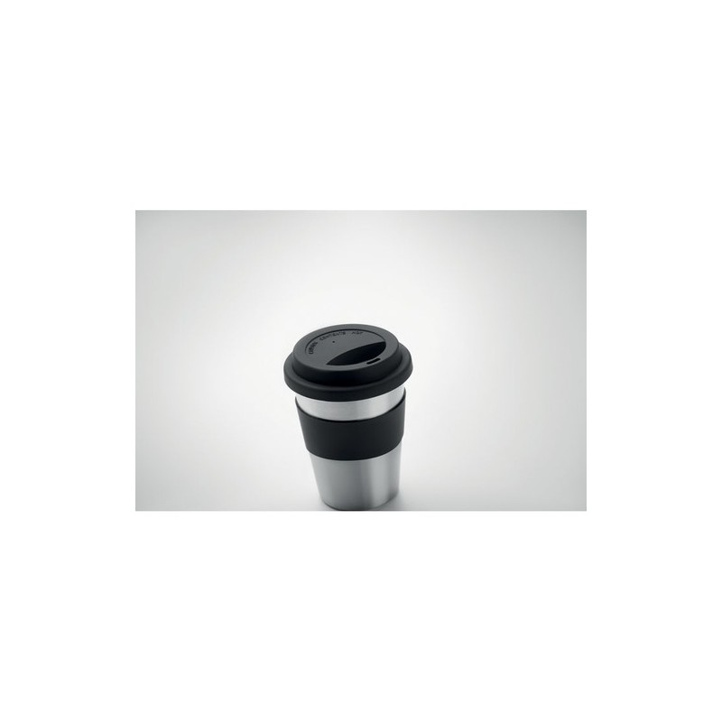 Gobelet en acier inox personnalisé 350ml - IRMUG Matières : acier inoxydable Couleurs : noir accessoire événementiel unique