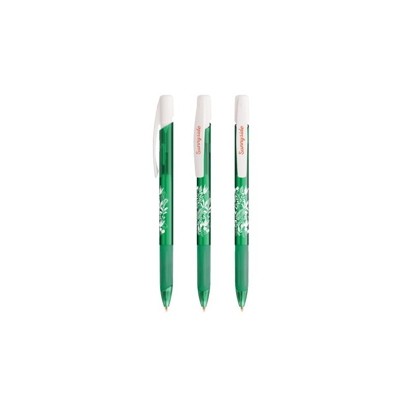 Stylo publicitaire bille personnalisé Grip Media Clic BIC® Matières : plastique Couleurs : blanc givré cadeau client original