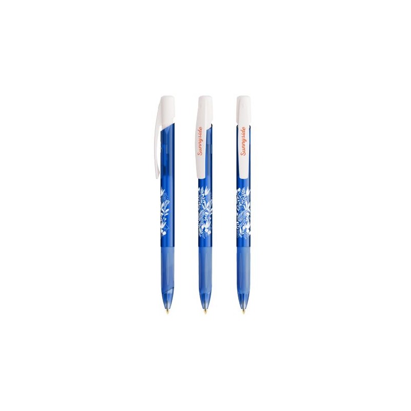 Stylo publicitaire bille personnalisé Grip Media Clic BIC® Matières : plastique Couleurs : blanc givré personnalisable avec votr