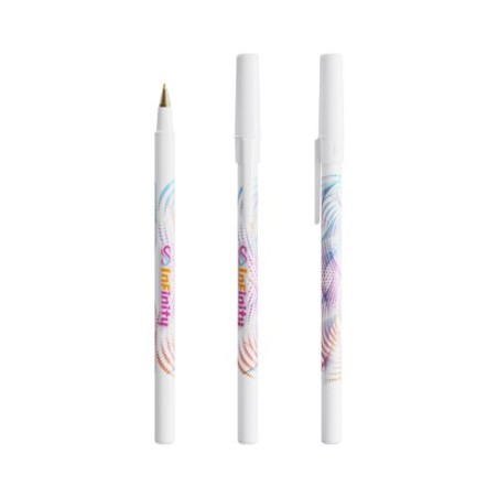 Stylo publicitaire personnalisé BIC® Media Clic Grip Matières : plastique Couleurs : blanc givré impression logo haute qualité