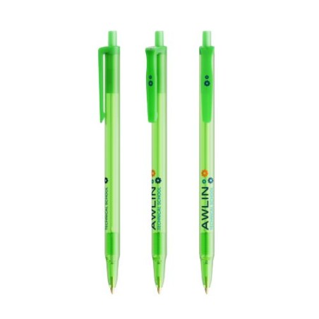 Stylo bille personnalisable BIC® Clic Stic Softfeel® Matières : plastique Couleurs : vert givré goodies publicitaire durable