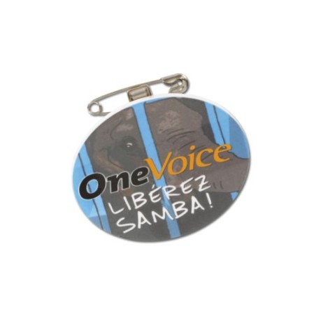 Badge Plastique Éco-responsable Carré 36x36 mm avec Pince Épingle - BADGE personnalisable avec votre logo