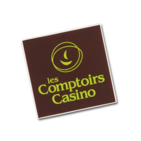Badge Plastique Éco-responsable Carré 36x36 mm avec Pince Épingle - BADGE cadeau entreprise pas cher