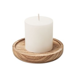 Bougeoir rond personnalisé avec bougie - PENTAS Matières : cire Couleurs : bois