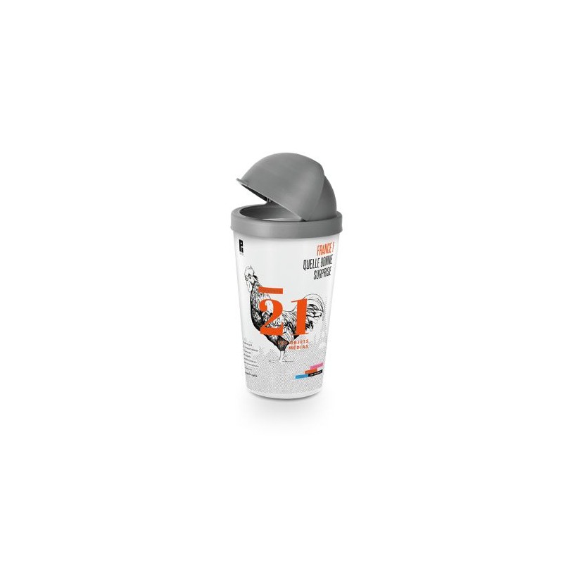 Couvercle de poubelle  + Gobelet publicitaire 60 cl objet promo petit budget