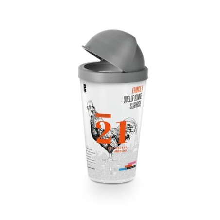 Couvercle de poubelle  + Gobelet publicitaire 60 cl objet promo petit budget