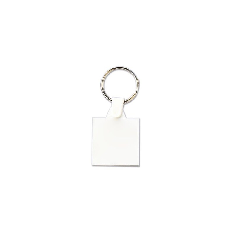 PORTE CLES PLASTIQUE SOUPLE CARRE 35x35 mm (anneau 25 mm)
