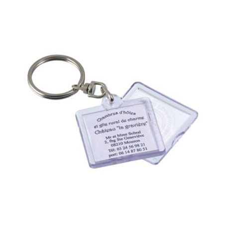 Porte-Clés Transparent avec Étiquette Personnalisable