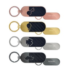 Porte-clés en métal et fibre de carbone avec lampe LED personnalisée - Objets publicitaires pratiques