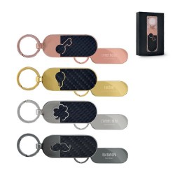 Porte-clé personnalisé en métal et fibre de carbone dans boîte individuelle