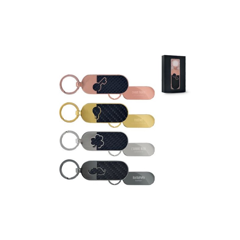 Porte-clé Métal et Fibre de Carbone Élégant