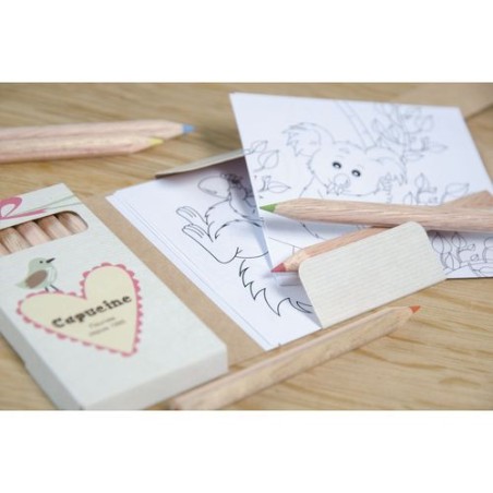 Kit Éco-responsable de Coloriage avec 6 Crayons - Objets Publicitaires 8,7 marquage laser ultra précis