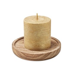 Bougeoir rond personnalisé avec bougie - PENTAS Matières : cire Couleurs : bois 2