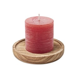 Bougeoir rond personnalisé avec bougie - PENTAS Matières : cire Couleurs : rouge personnalisable avec votre logo