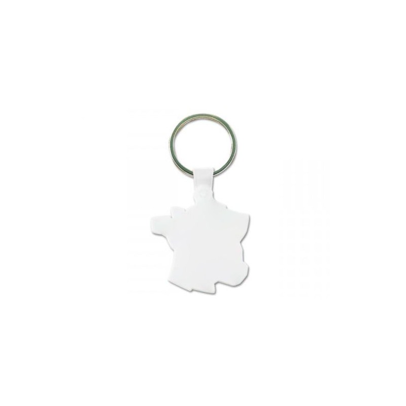 Porte-clés souple en plastique forme France (anneau 25 mm) personnalisé pas cher cadeau entreprise pas cher