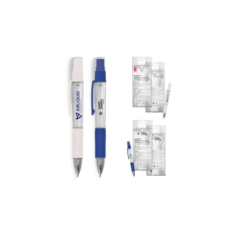 Stylo bille hydroalcoolique vaporisateur 4 ml personnalisé impression haute définition