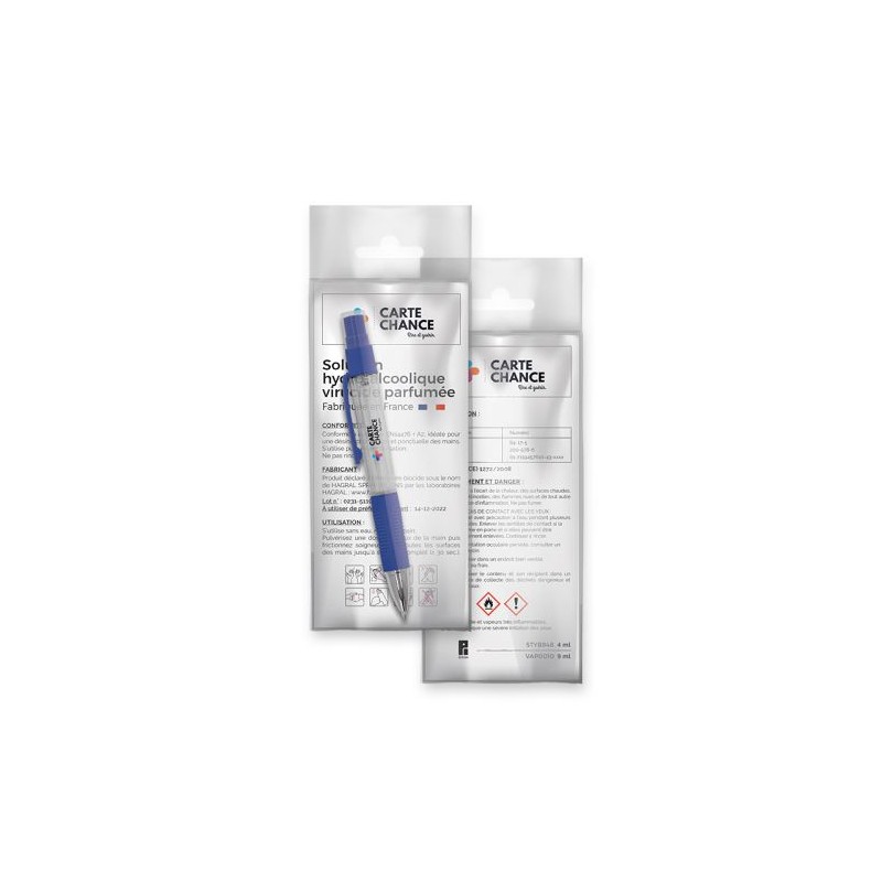 Stylo bille hydroalcoolique vaporisateur 4 ml personnalisé goodies entreprise design