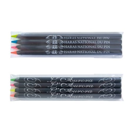 Sachet de 4 surligneurs noirs 17,6 cm - Objets Publicitaires marquage laser ultra précis