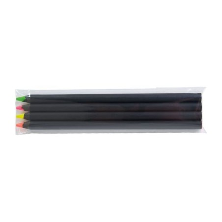Sachet de 4 surligneurs noirs 17,6 cm - Objets Publicitaires impression logo haute qualité
