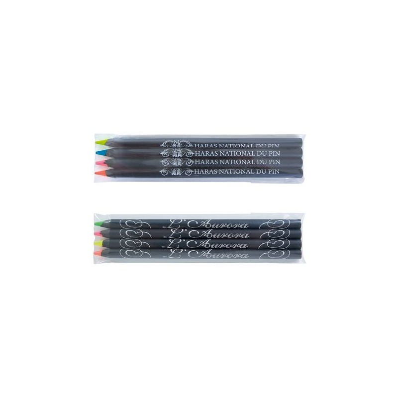 Sachet de 4 surligneurs noirs 17,6 cm - Objets Publicitaires cadeau client original