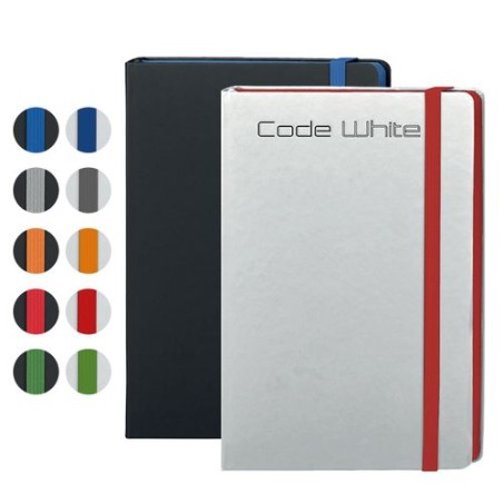 Carnet personnalisable noir et blanc CODE BLACK & CODE WHITE Couleurs : bleu Matières : papier (FSC)