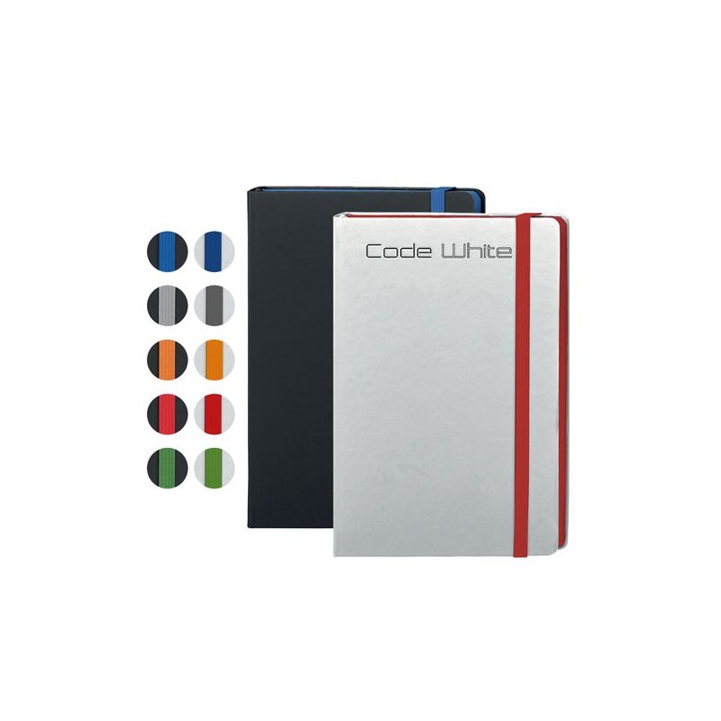 Carnet personnalisable noir et blanc CODE BLACK & CODE WHITE Couleurs : gris Matières : papier (FSC) cadeau collaborateur premiu