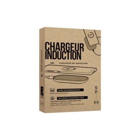 Chargeur rapide  par induction 15W en matière RPET et chanvre marquage laser ultra précis