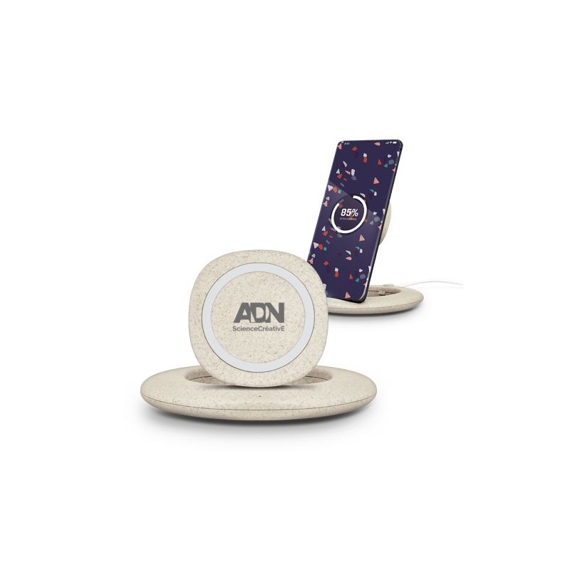 Chargeur Induction Rapide Éco-responsable 10W avec Support de Téléphone - Objets Publicitaires goodies publicitaire événementiel